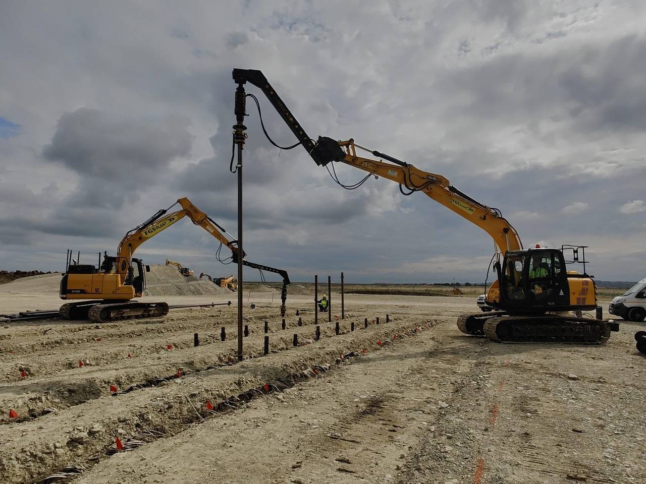 Helical pile installation in progress, Cleve Hill