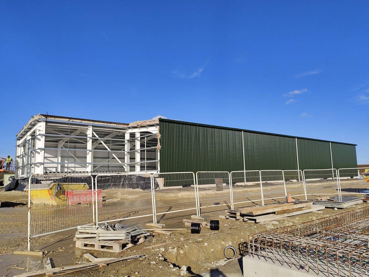 Completed electrical compound building at Cleve Hill, Kent UK
