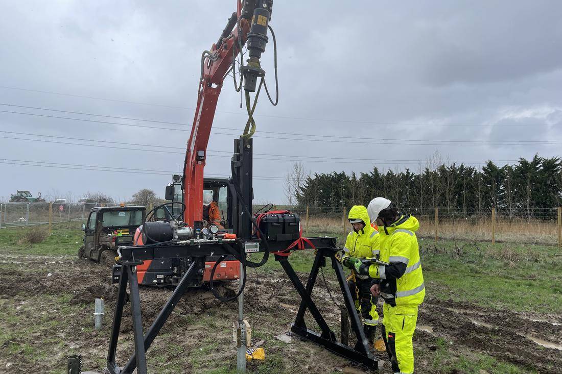 Reference test piling on site — measuring actual ground capacity before final design