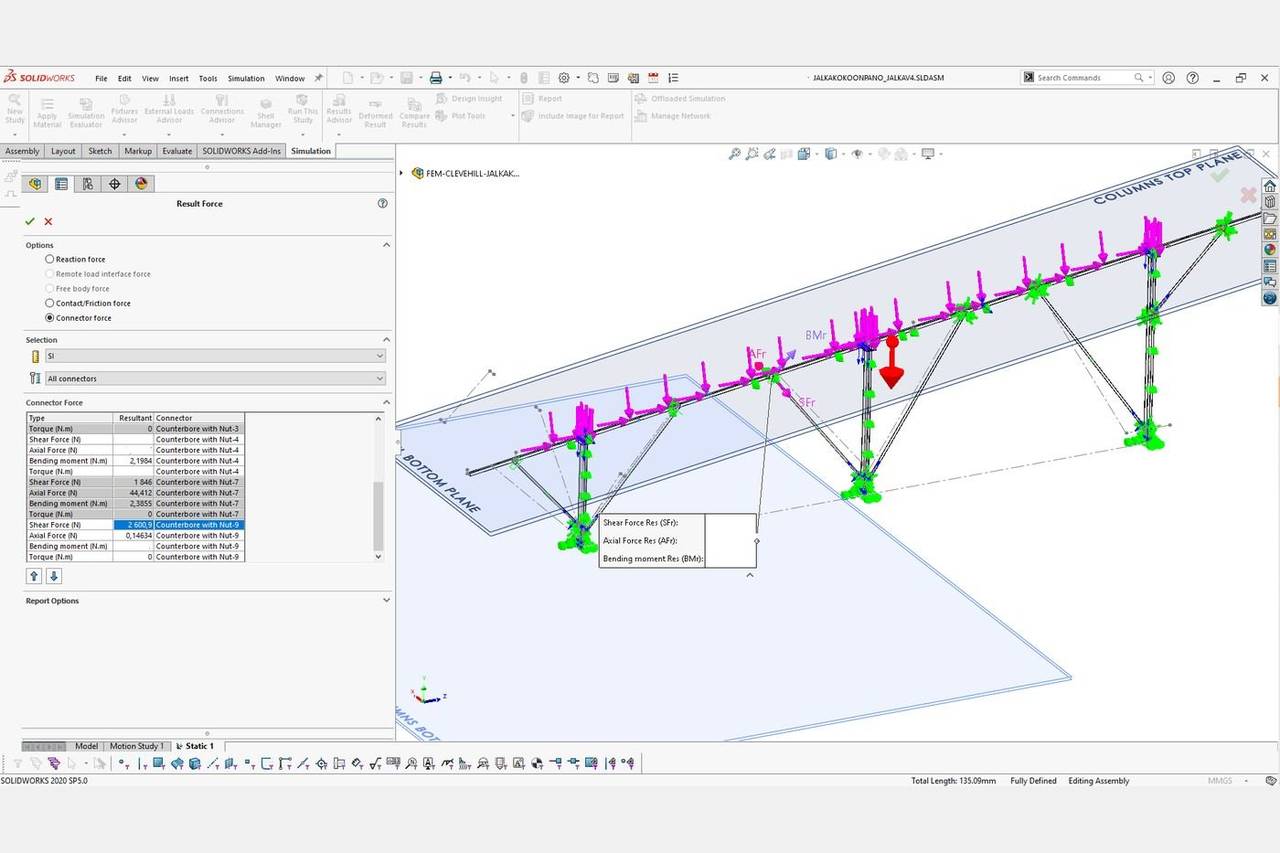 3D structural model of solar tracker frame from Cleve Hill — pile-to-frame brackets matched to racking system